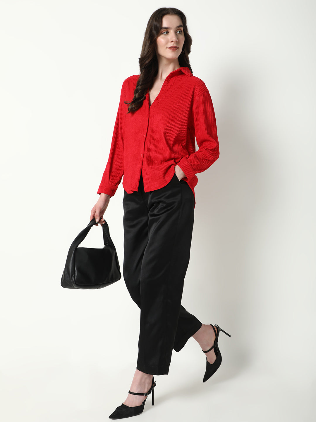 Women Red Solid Shirt