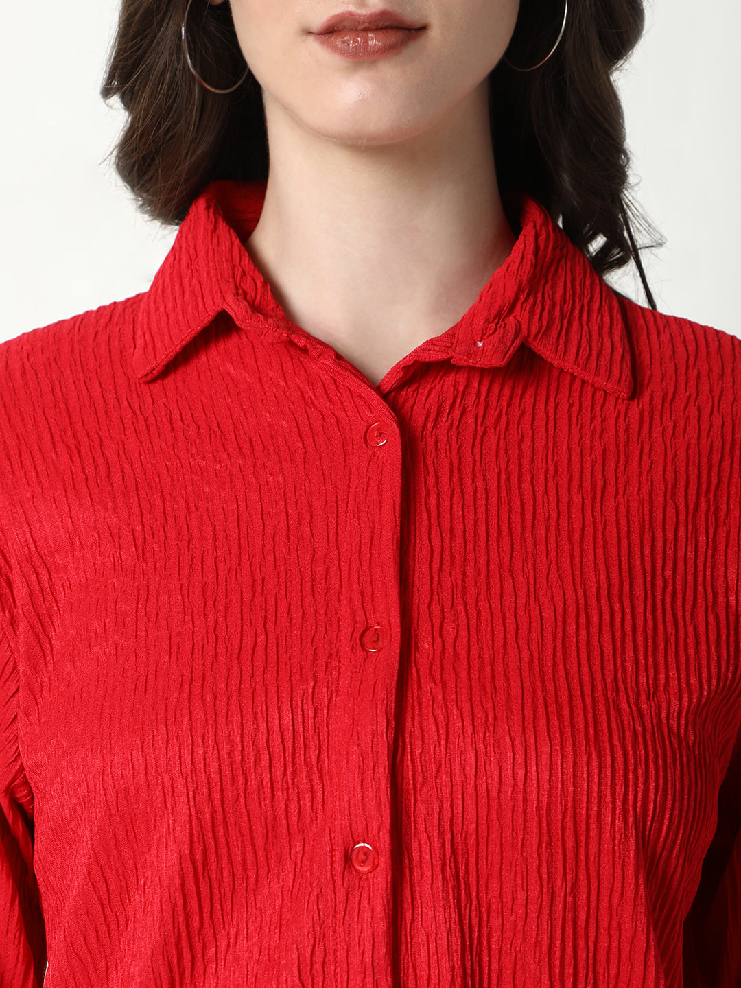 Women Red Solid Shirt