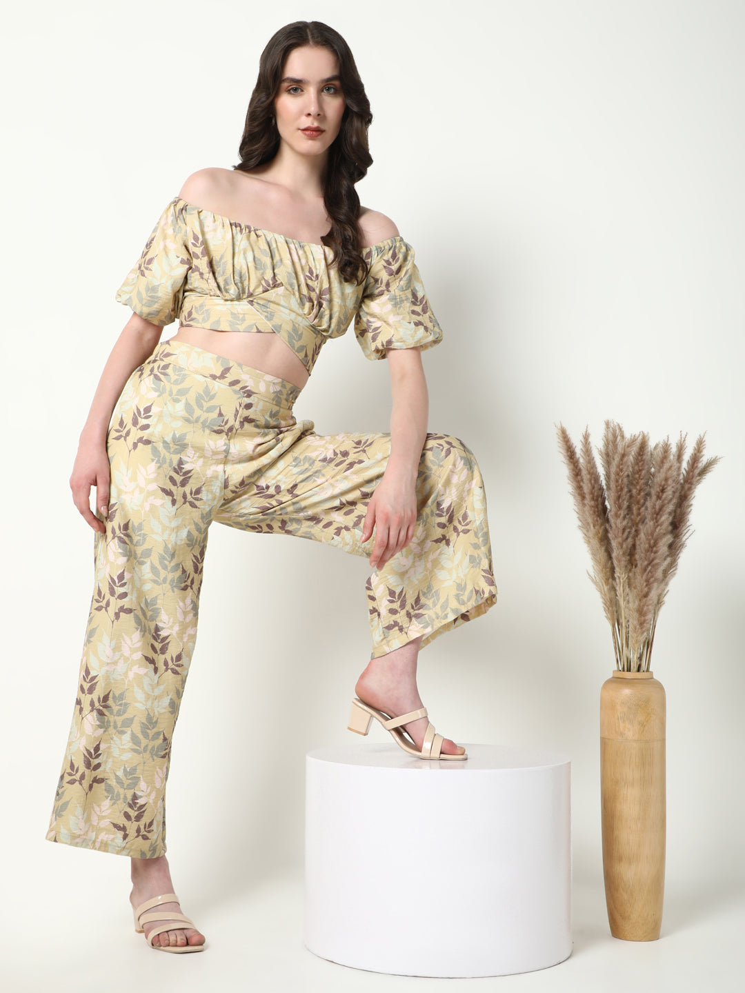 Women Beige Printed Co Ords Set