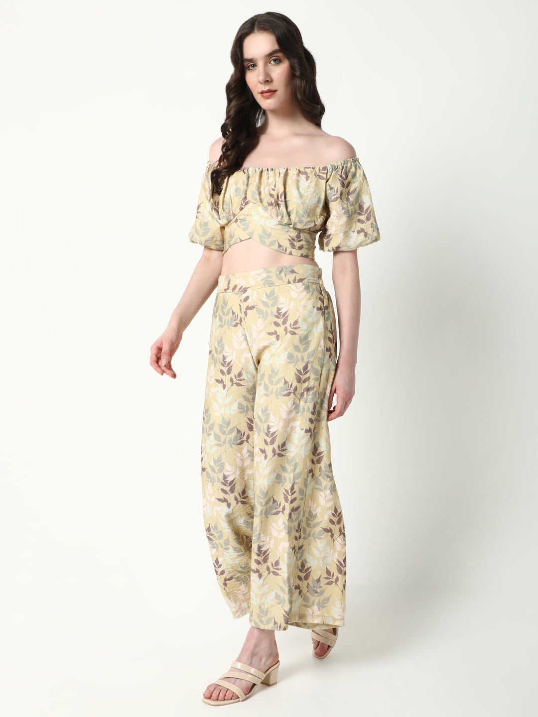 Women Beige Printed Co Ords Set