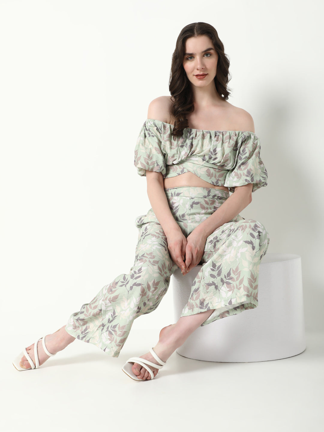 Women Green Printed Co Ords Set