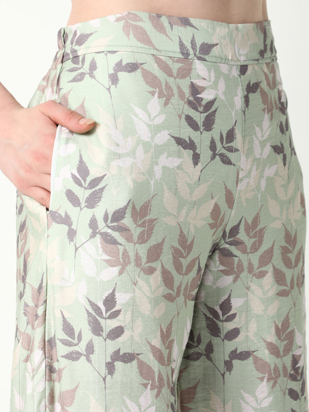 Women's Green Printed Casual Co-Ords Set