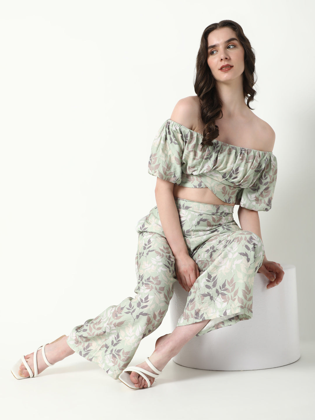 Women's Green Printed Casual Co-Ords Set