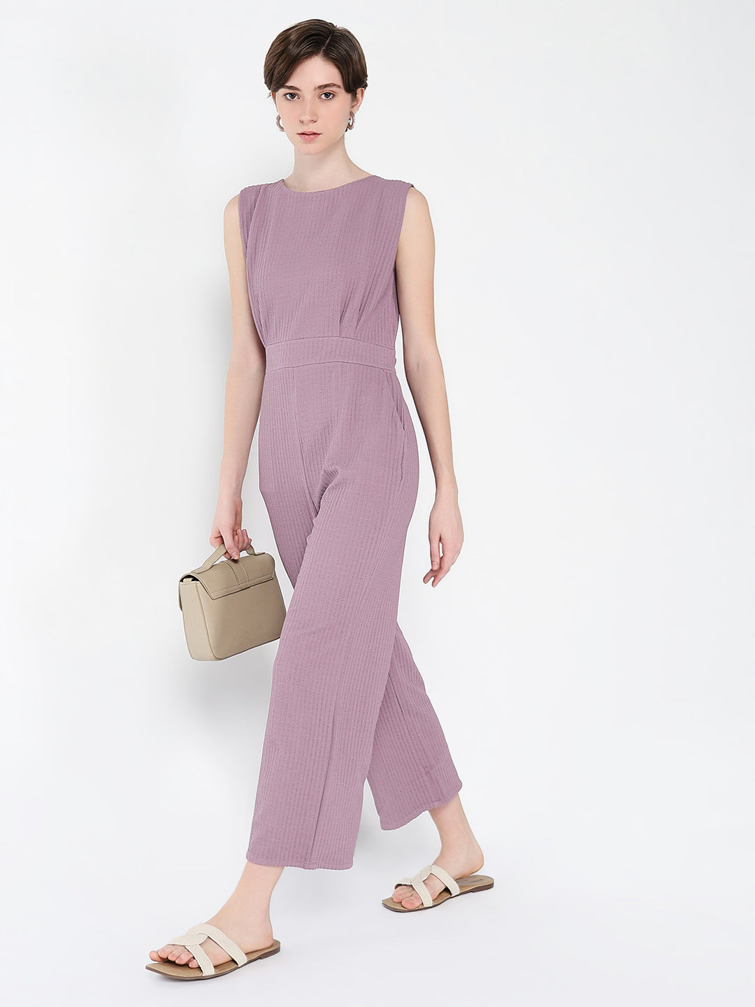 Women Purple Solid Jumpsuit