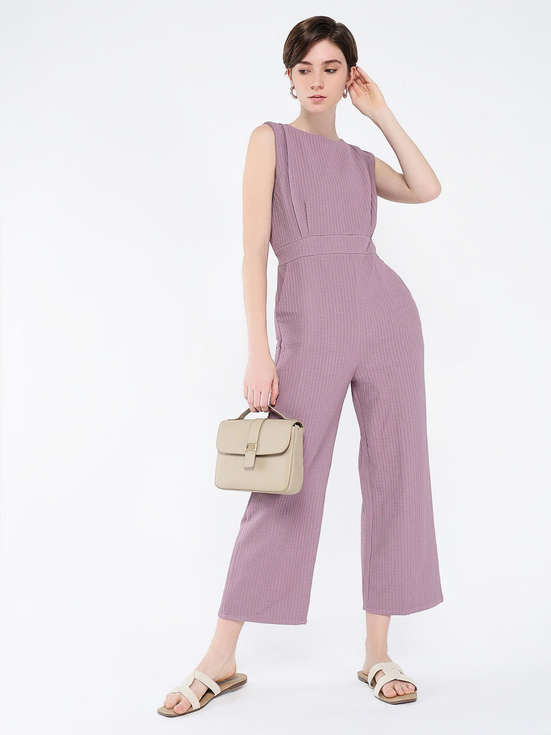 Women Purple Solid Jumpsuit