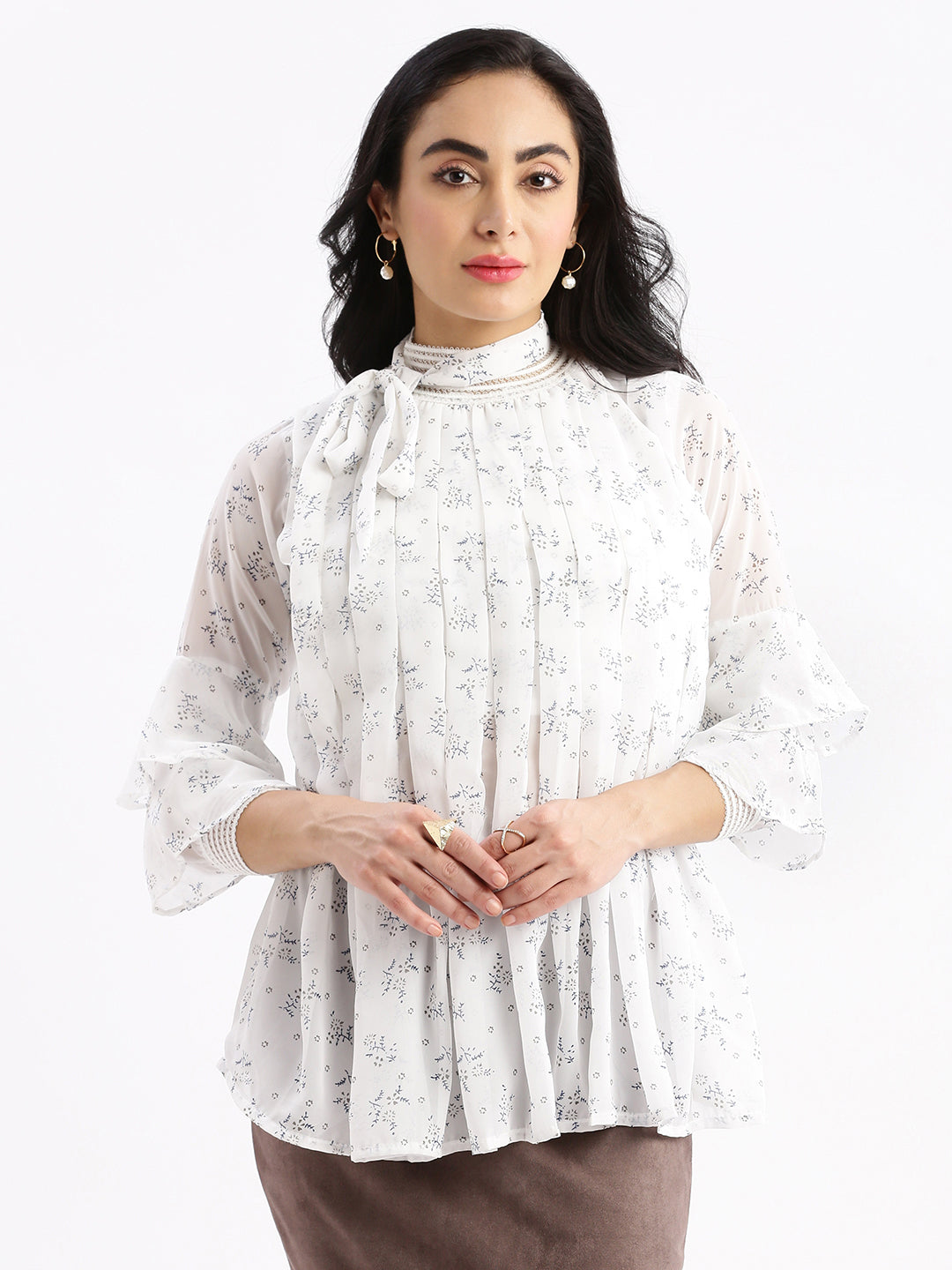 Women Floral White Top