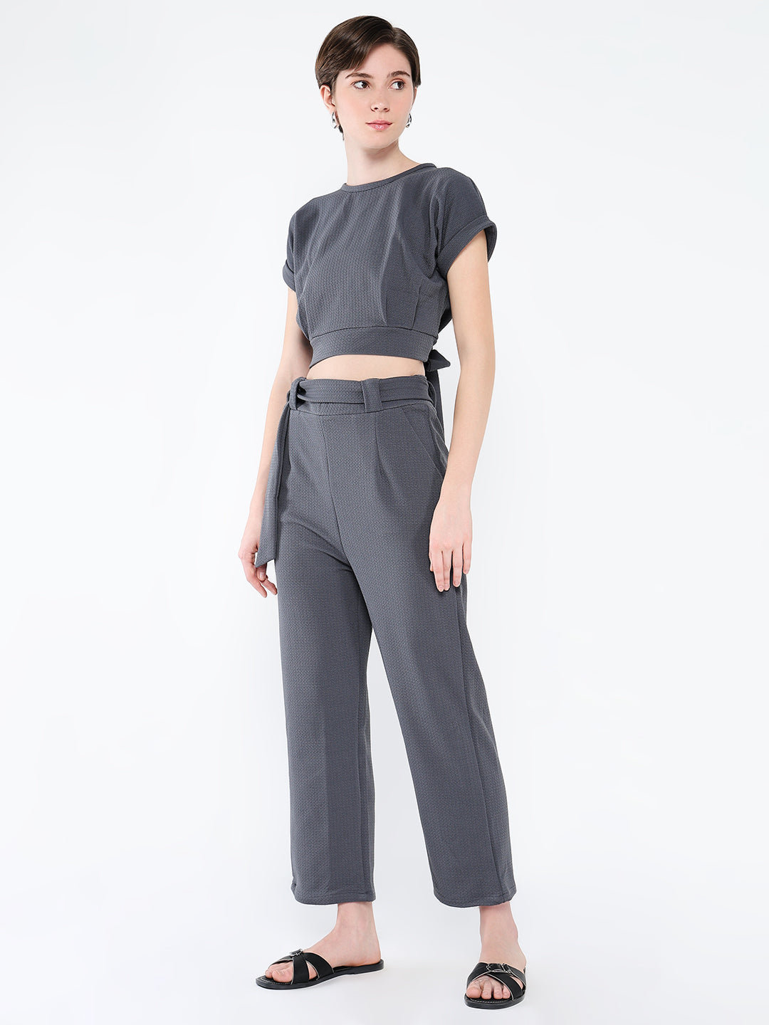 Women Grey Solid Co Ords Set