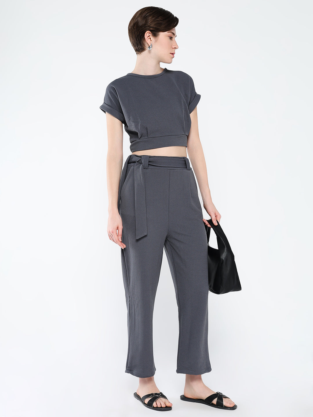 Women Grey Solid Co Ords Set