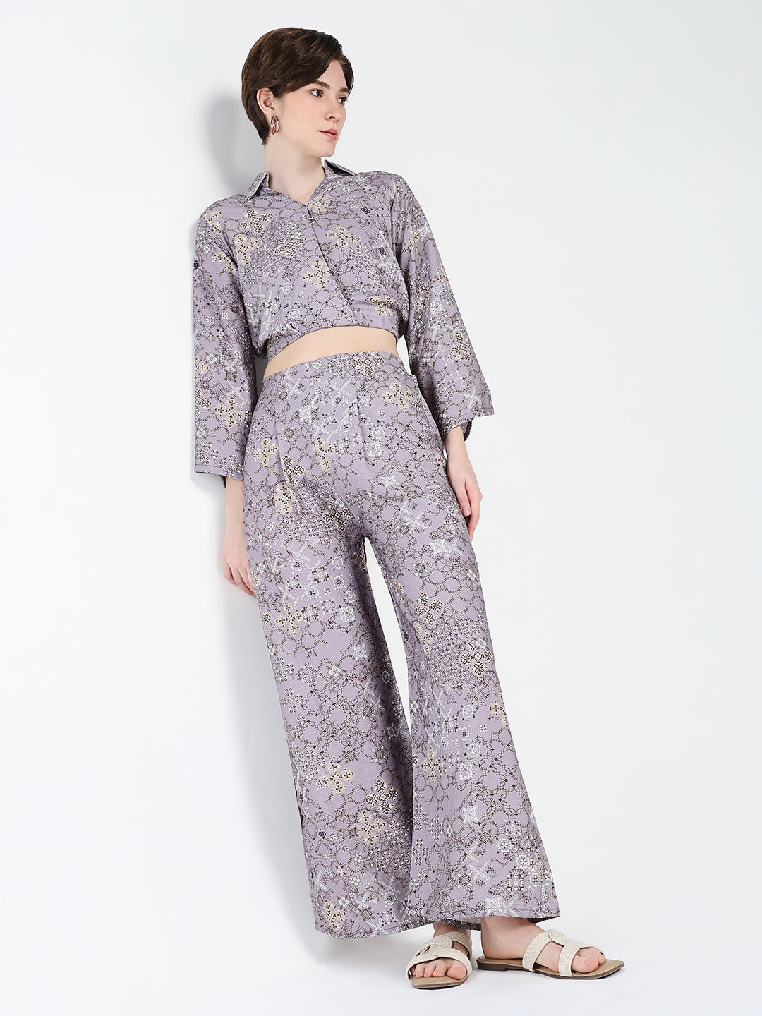 Women Purple Printed Co Ords Set