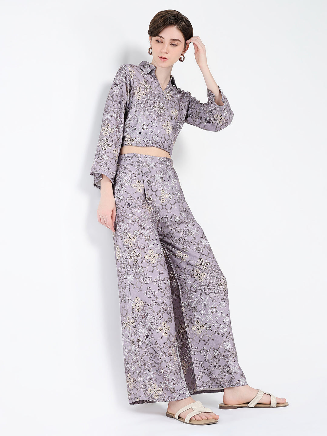 Women Purple Printed Co Ords Set