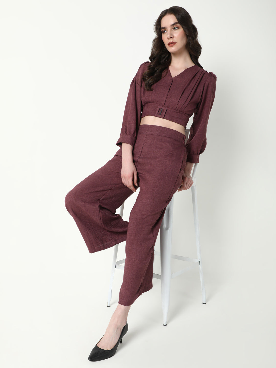 Women's Purple Solid Co-Ords Set