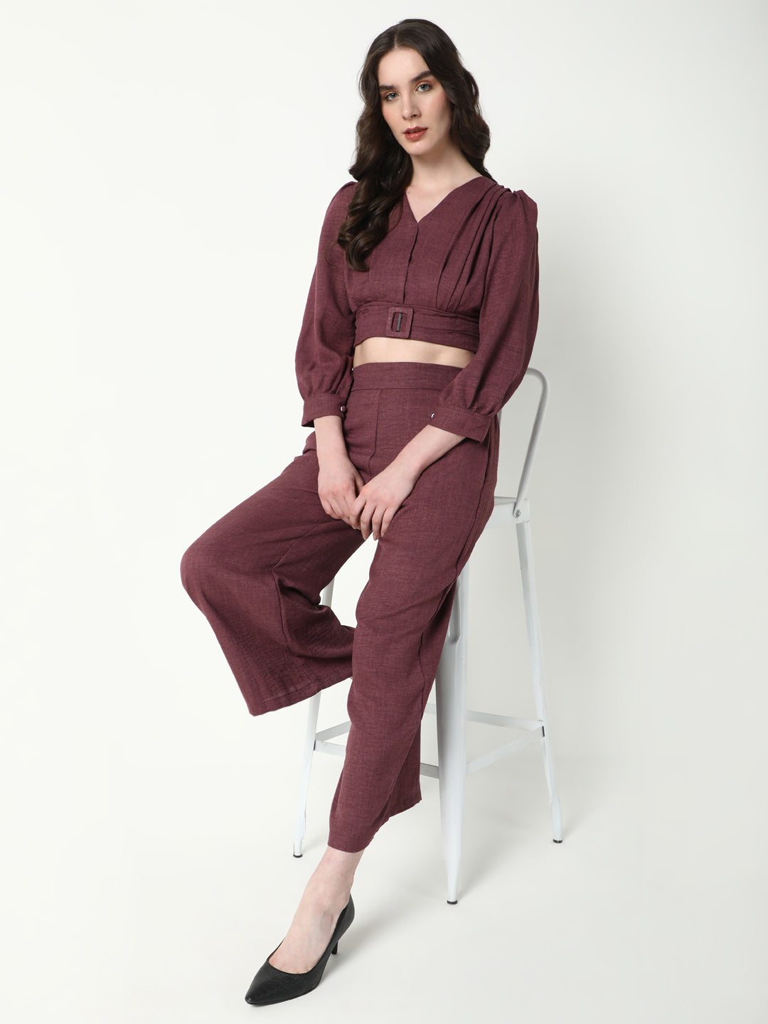 Women's Purple Solid Co-Ords Set