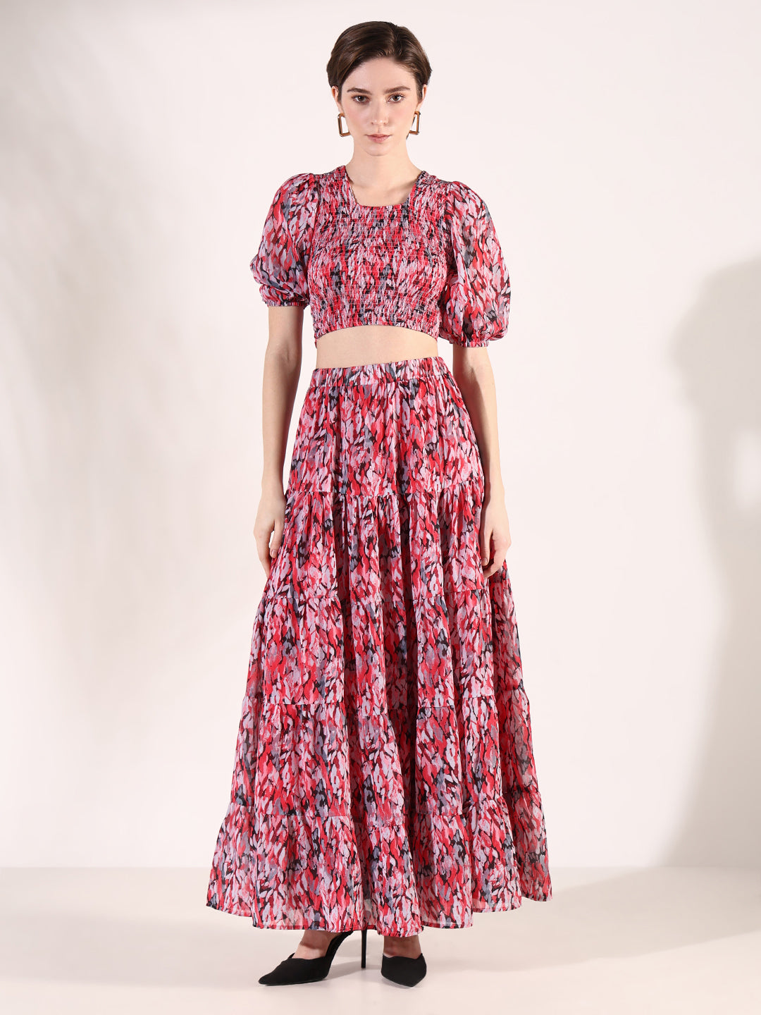 Women Printed Red Co Ords Set