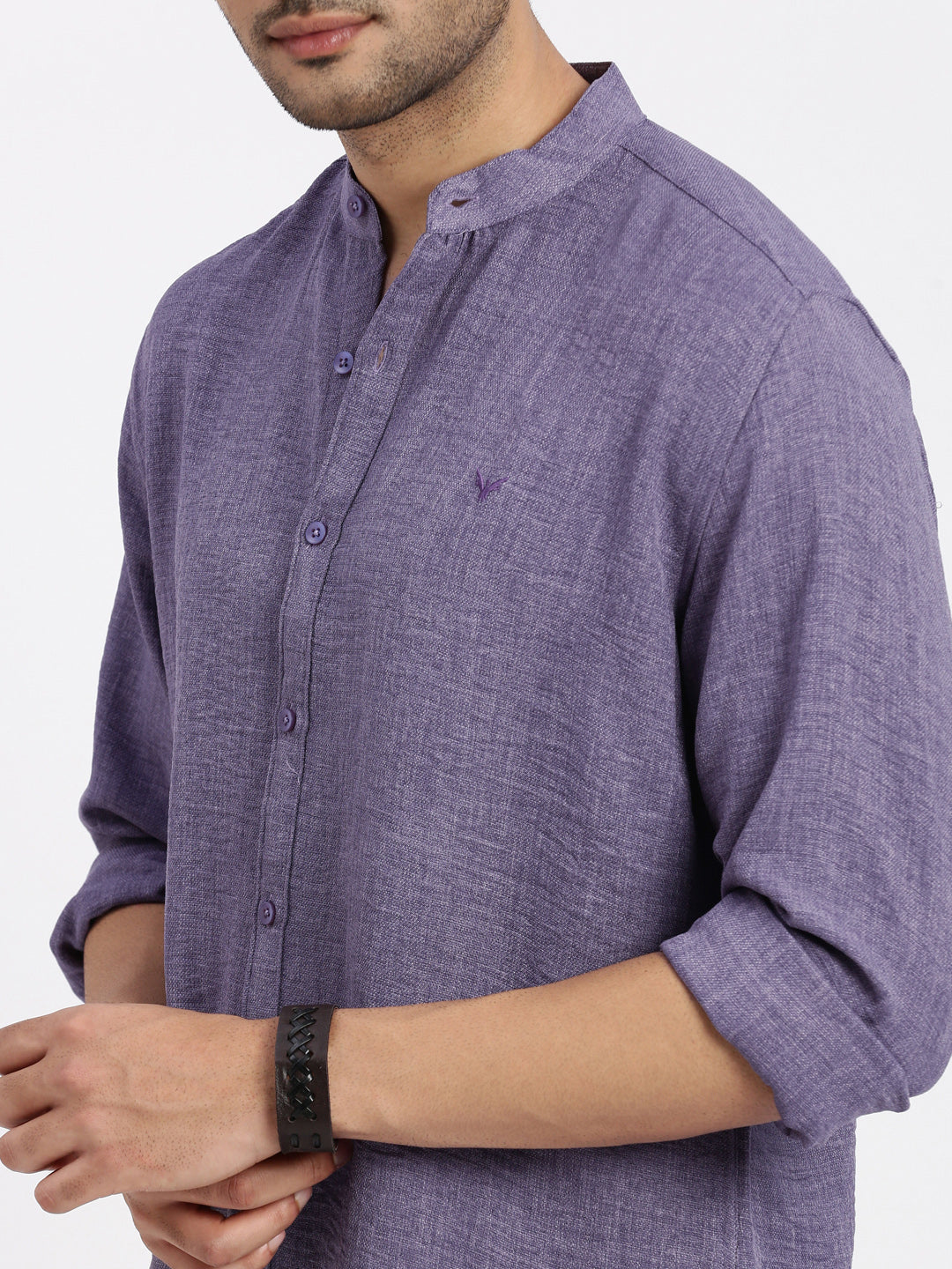 Men Purple Solid Slim Fit Shirt