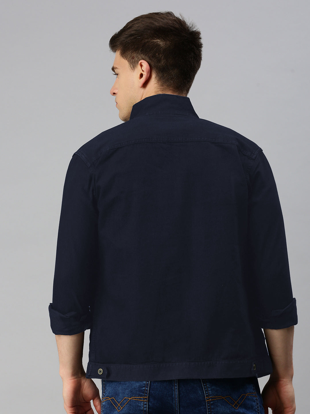 Men's Blue Zipper Jacket With Pockets