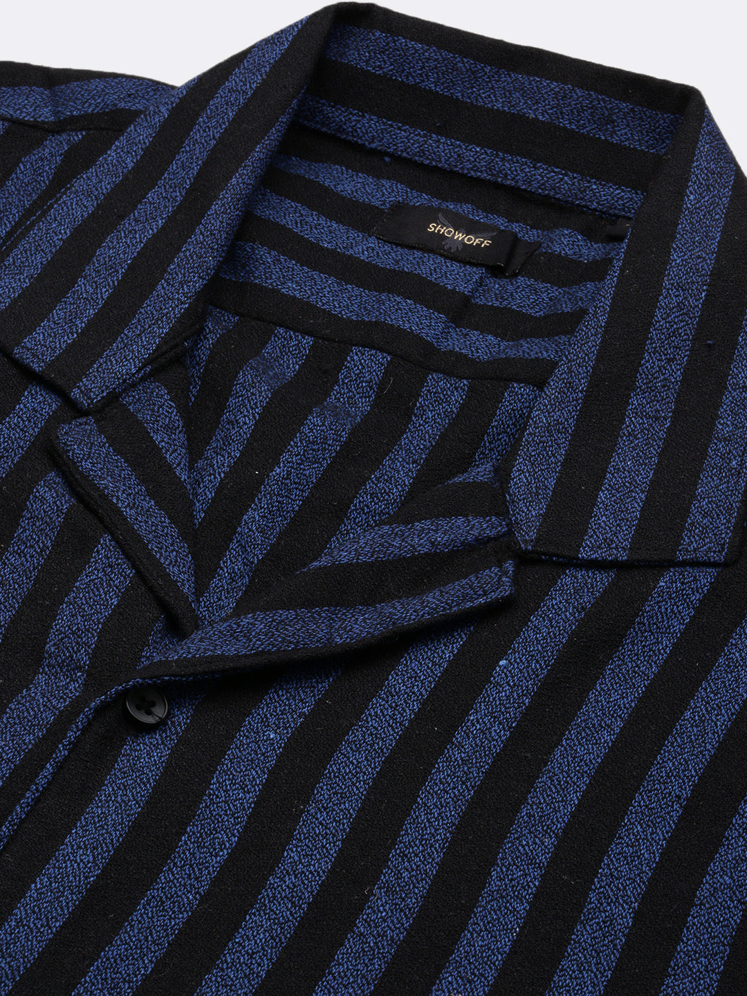 Men Navy Blue Striped Co Ords Set