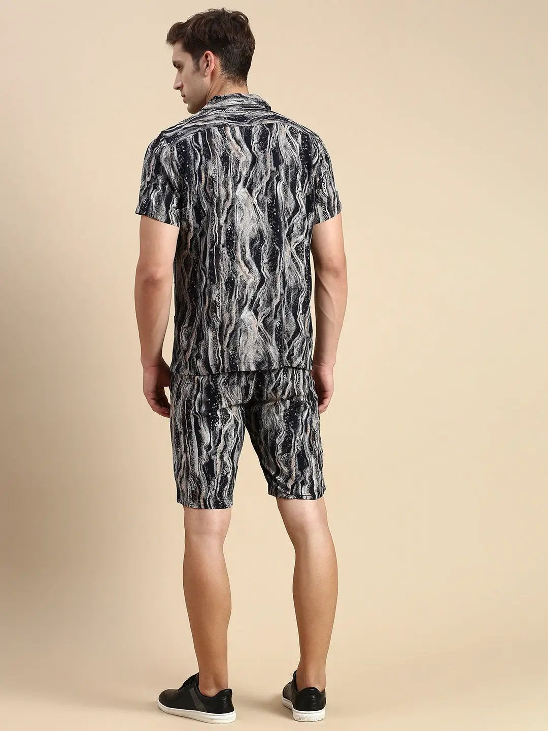 Men's Cuban Collar Printed Multi Co-Ords Set