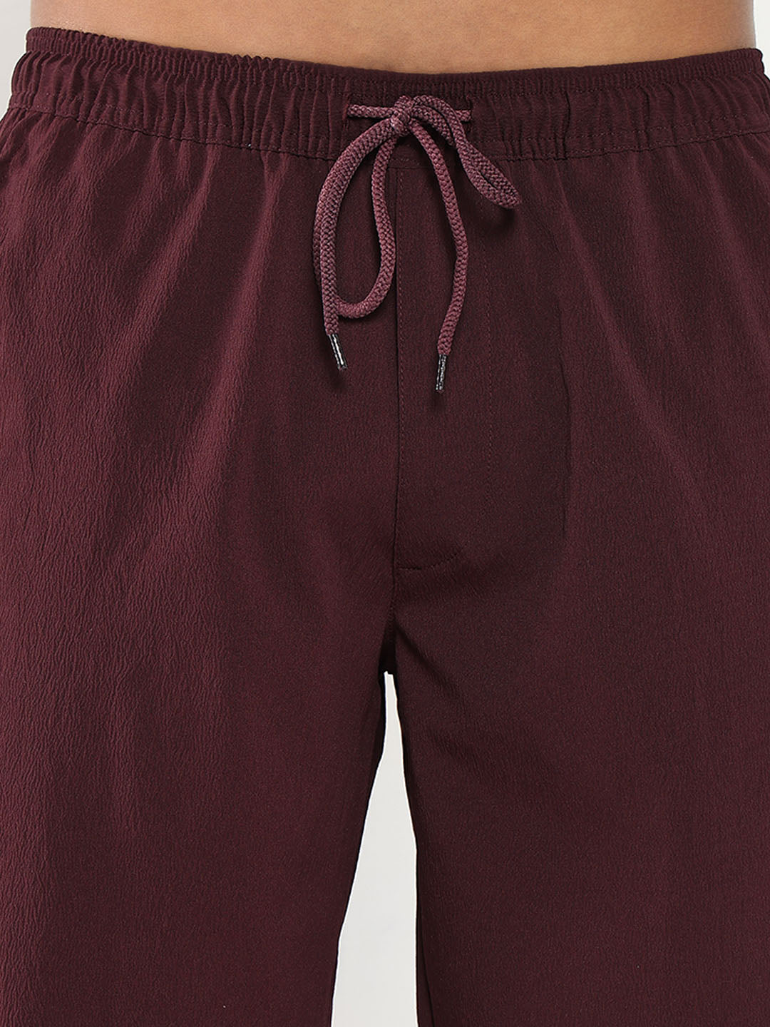 Men Maroon Solid Co Ords Set