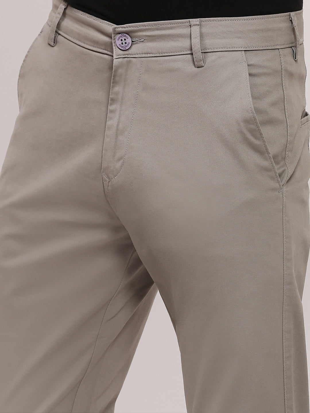 Men Grey Solid Trousers