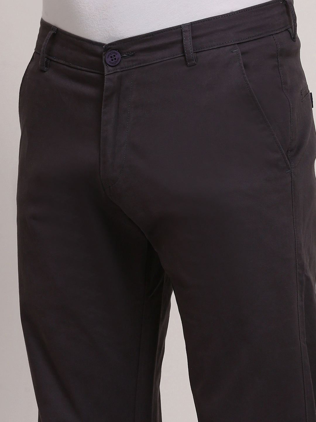 Men Grey Solid Trousers