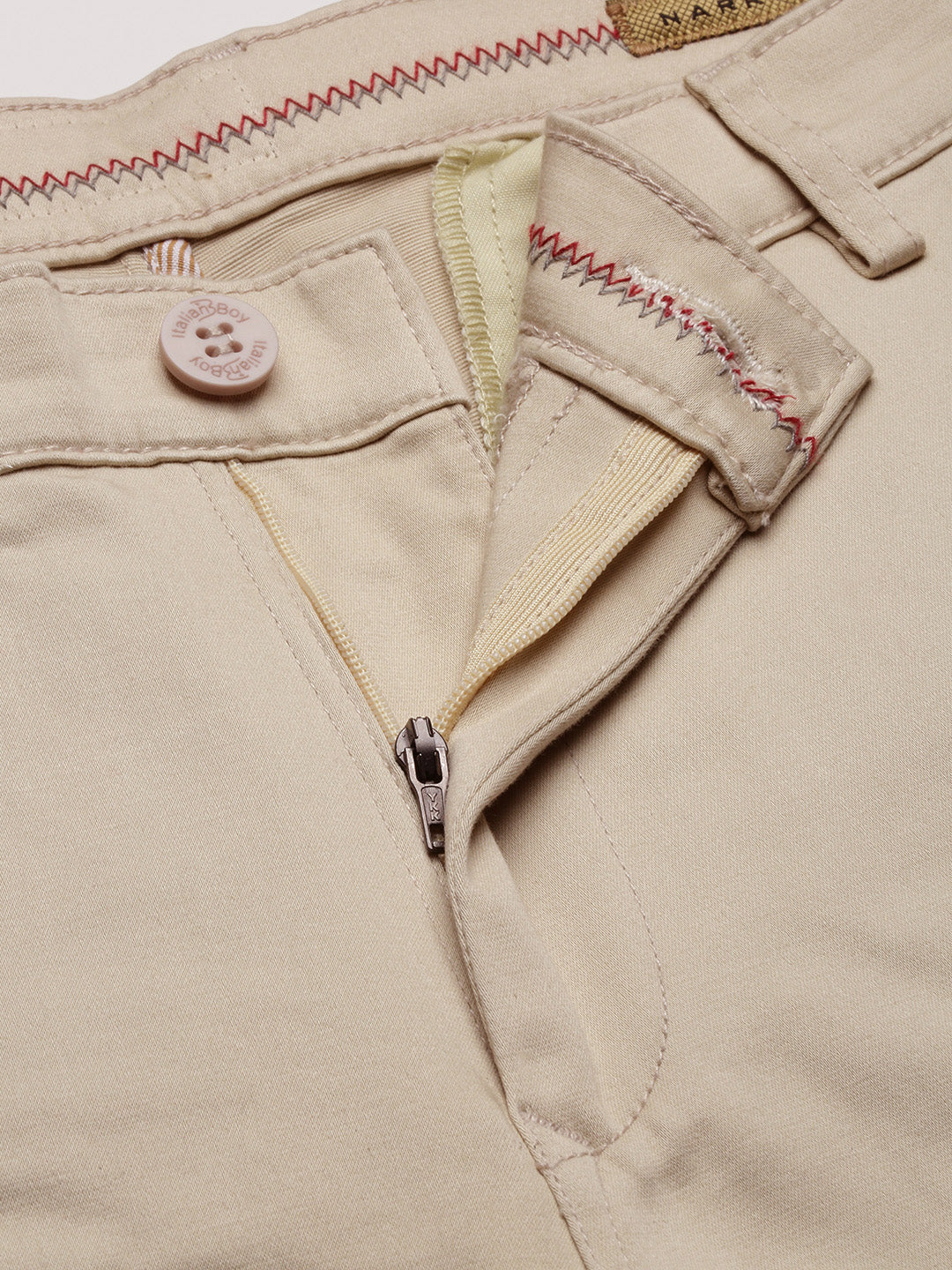 Men Beige Solid Trousers