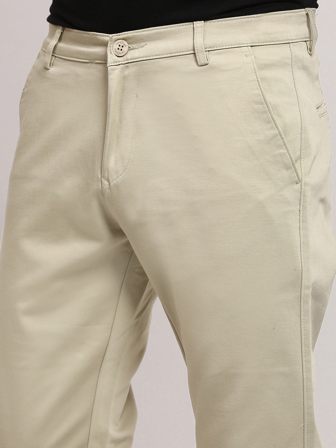 Men Green Solid Trousers