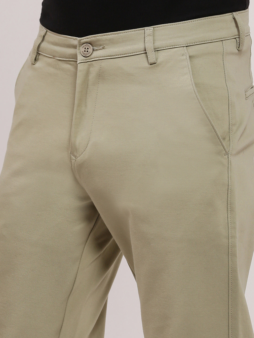 Men Green Solid Trousers