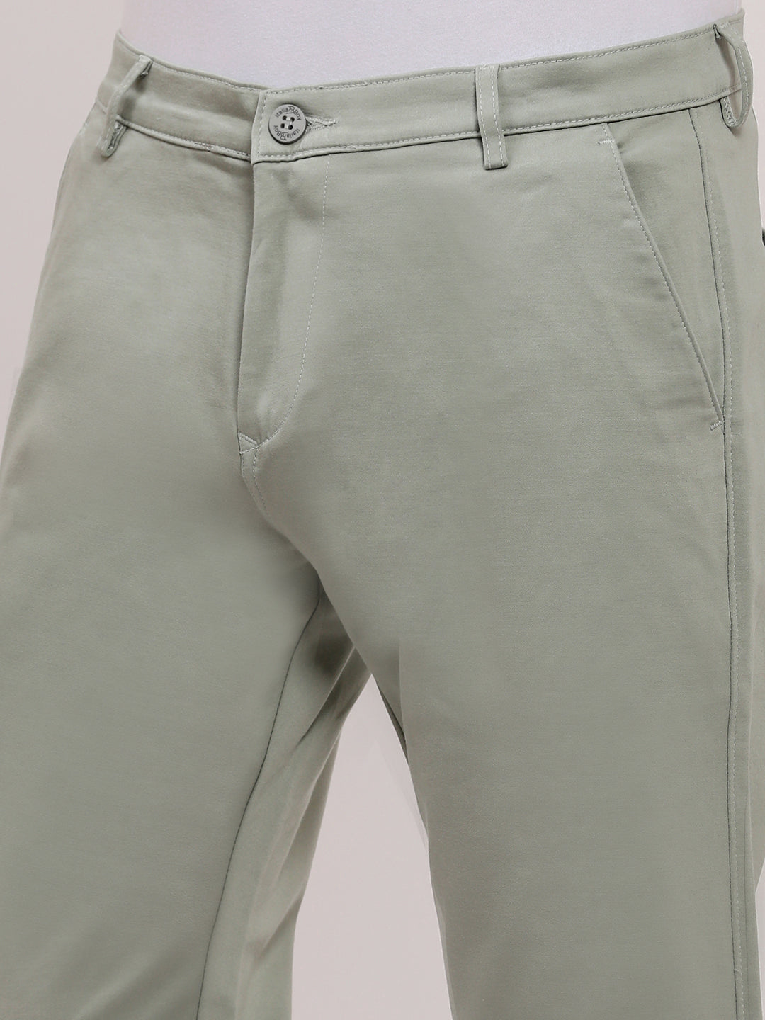 Men Green Solid Trousers