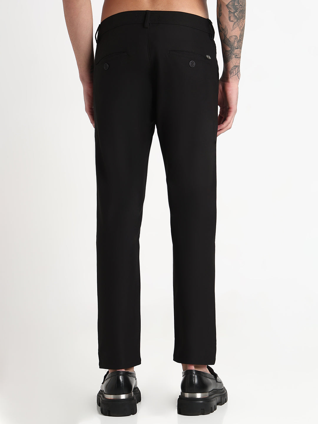 Men's Black Solid Slim Fit Formal Trousers