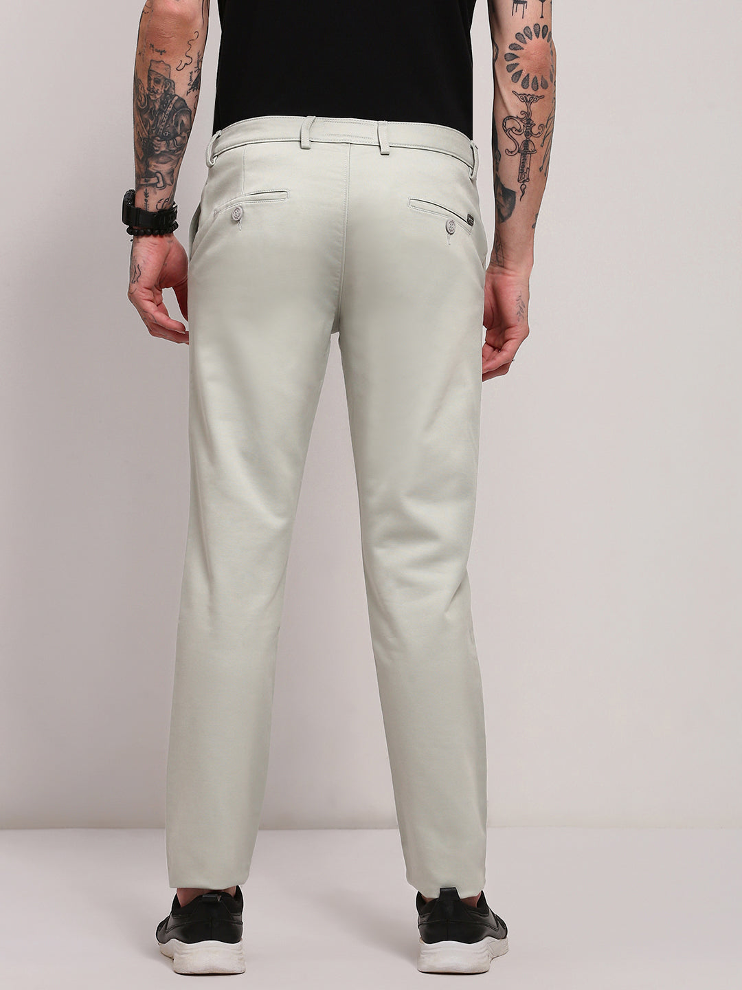 Men Grey Solid Trousers