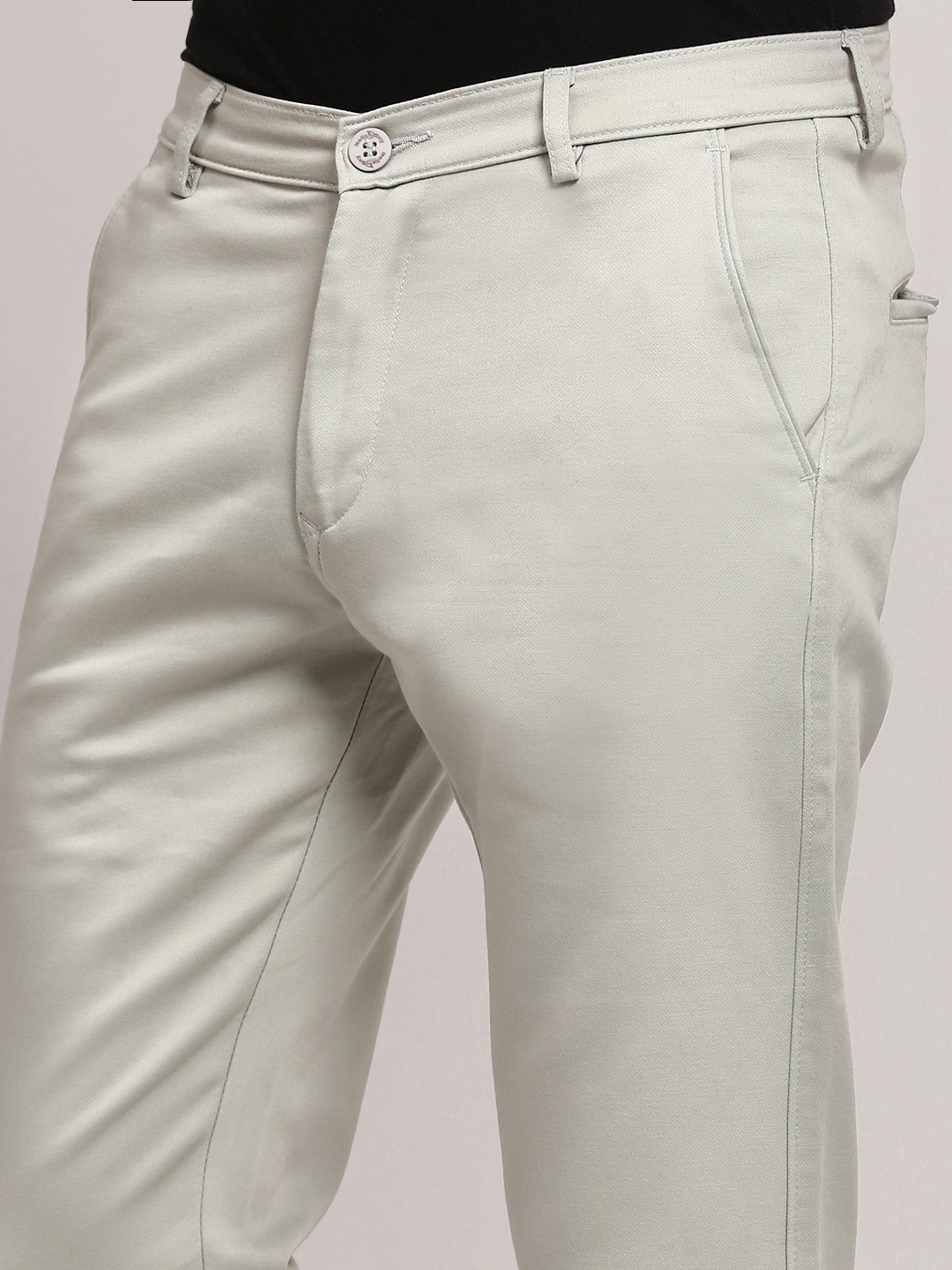 Men Grey Solid Trousers