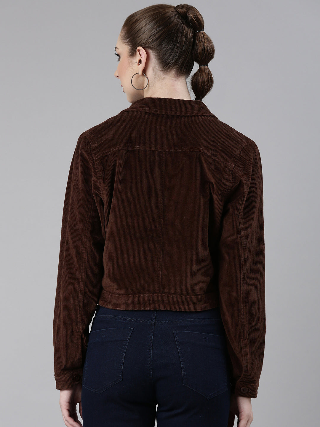 Women Coffee Brown Solid Tailored Jacket