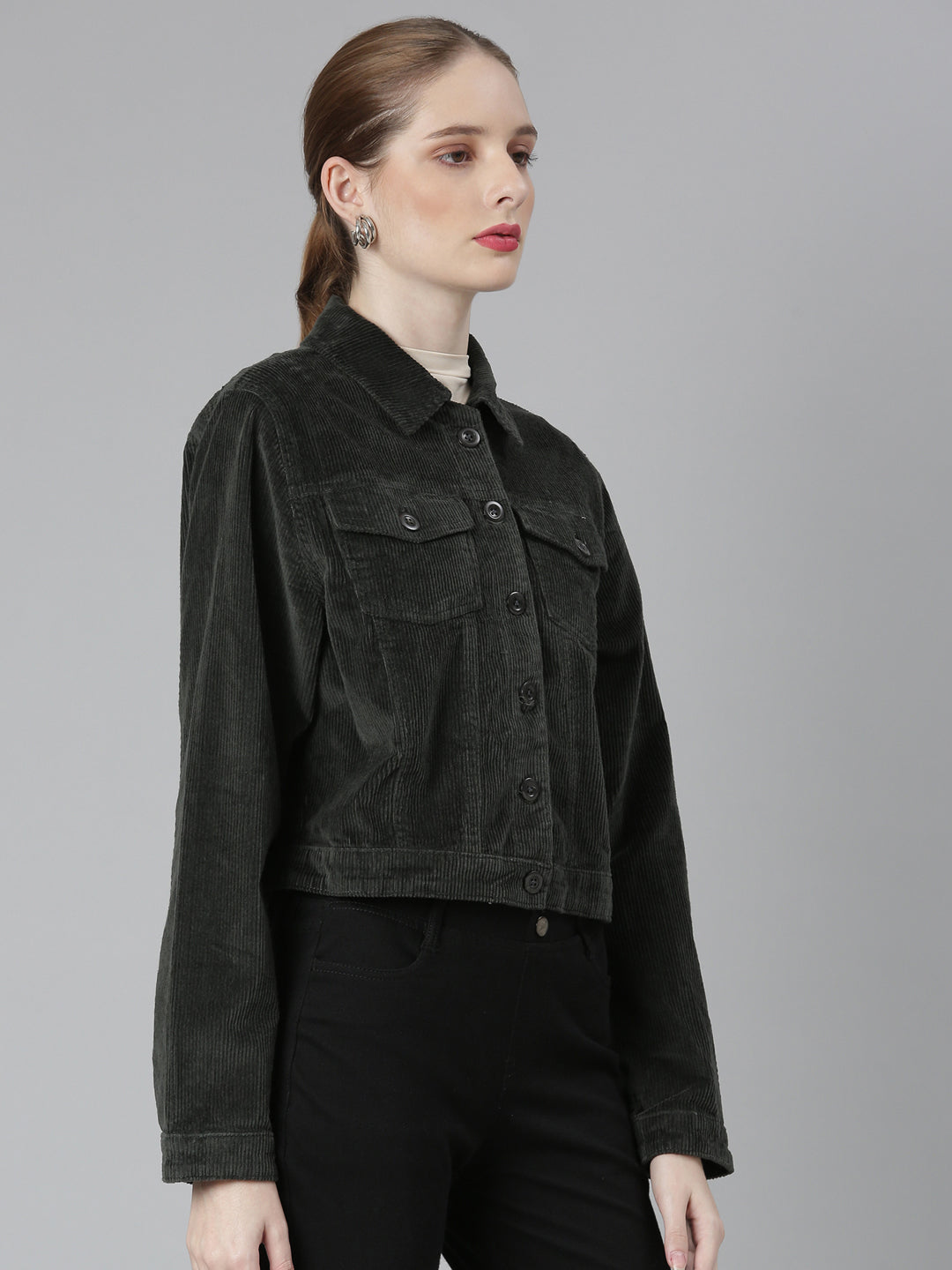 Women Olive Solid Tailored Jacket