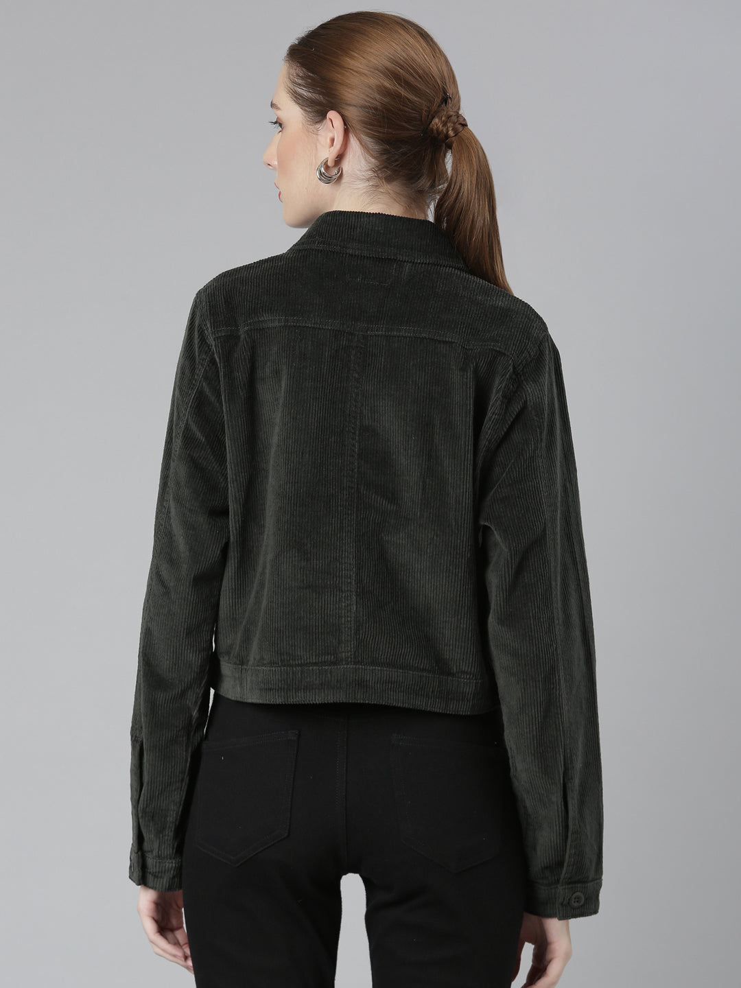 Women Olive Solid Tailored Jacket