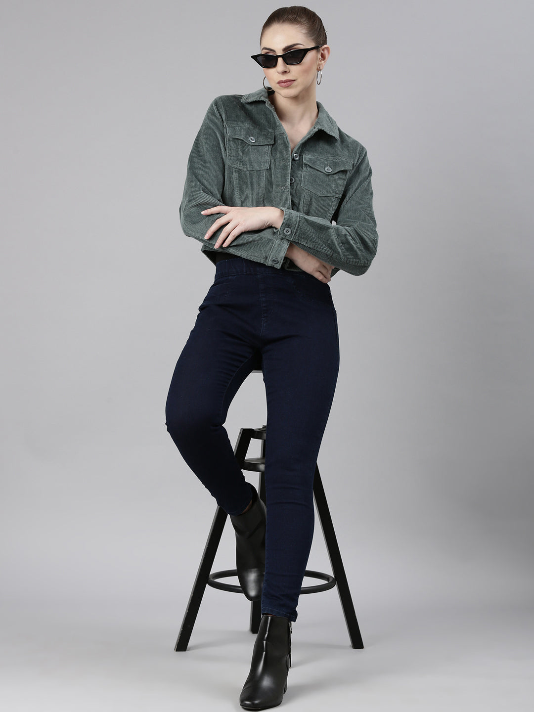 Women Sea Green Solid Tailored Jacket