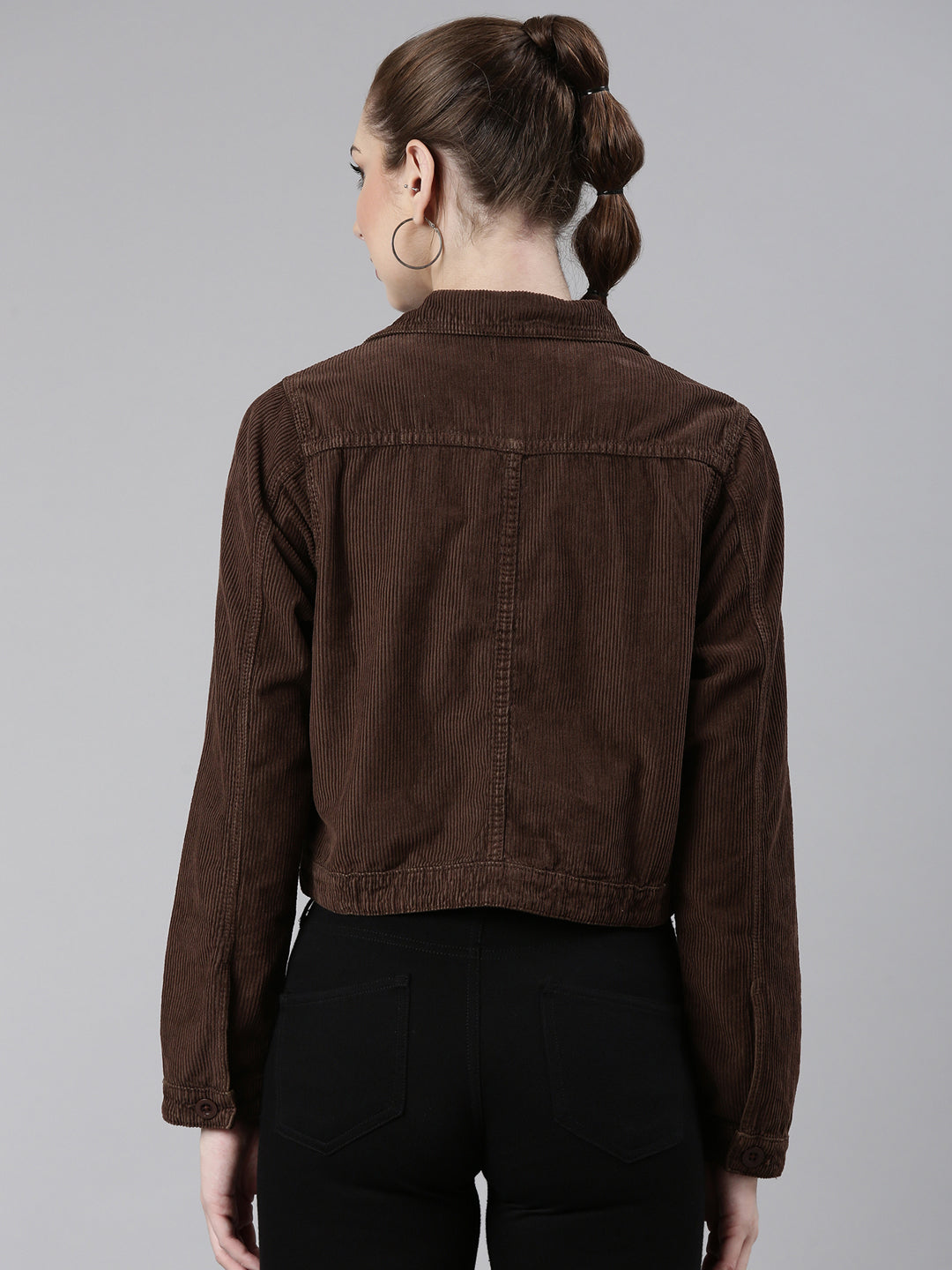 Women Coffee Brown Solid Tailored Jacket