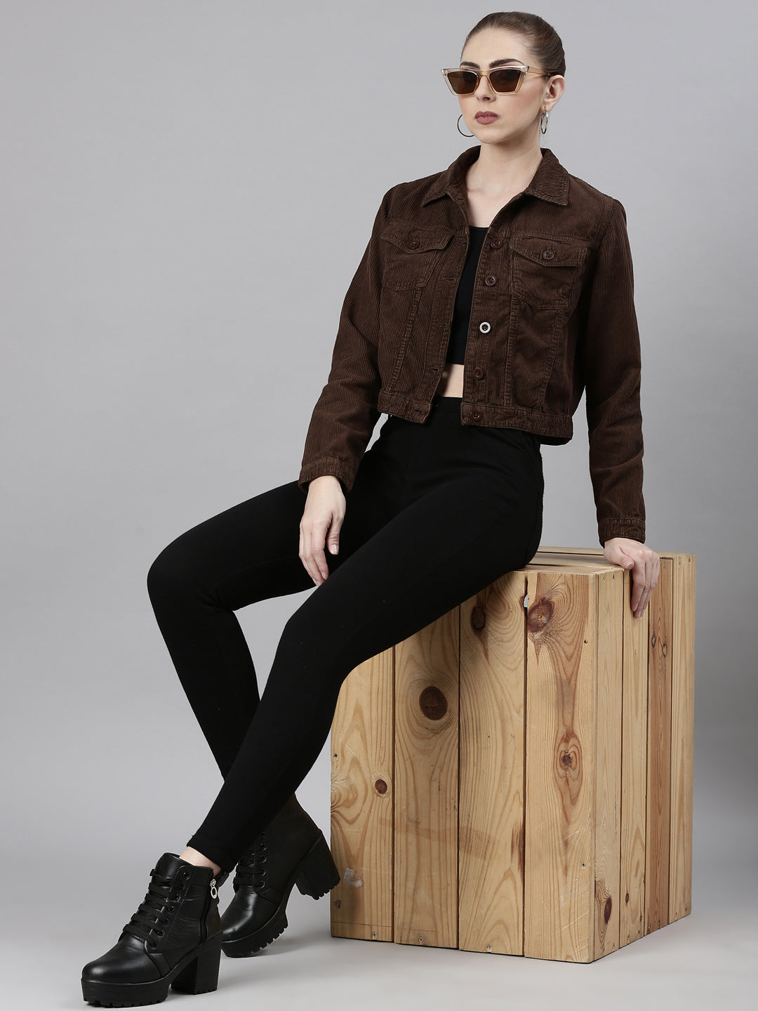 Women Coffee Brown Solid Tailored Jacket