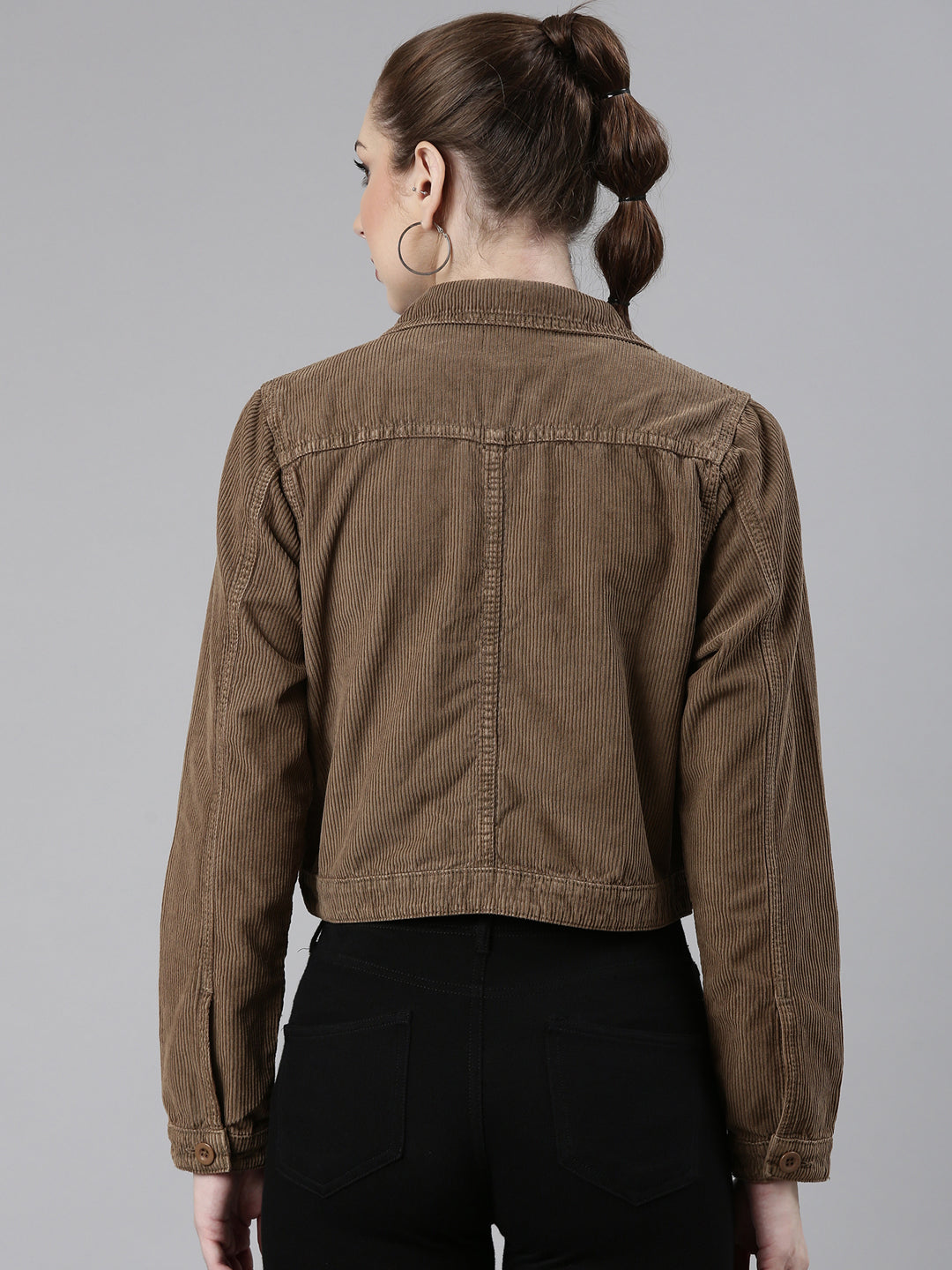 Women Khaki Solid Tailored Jacket