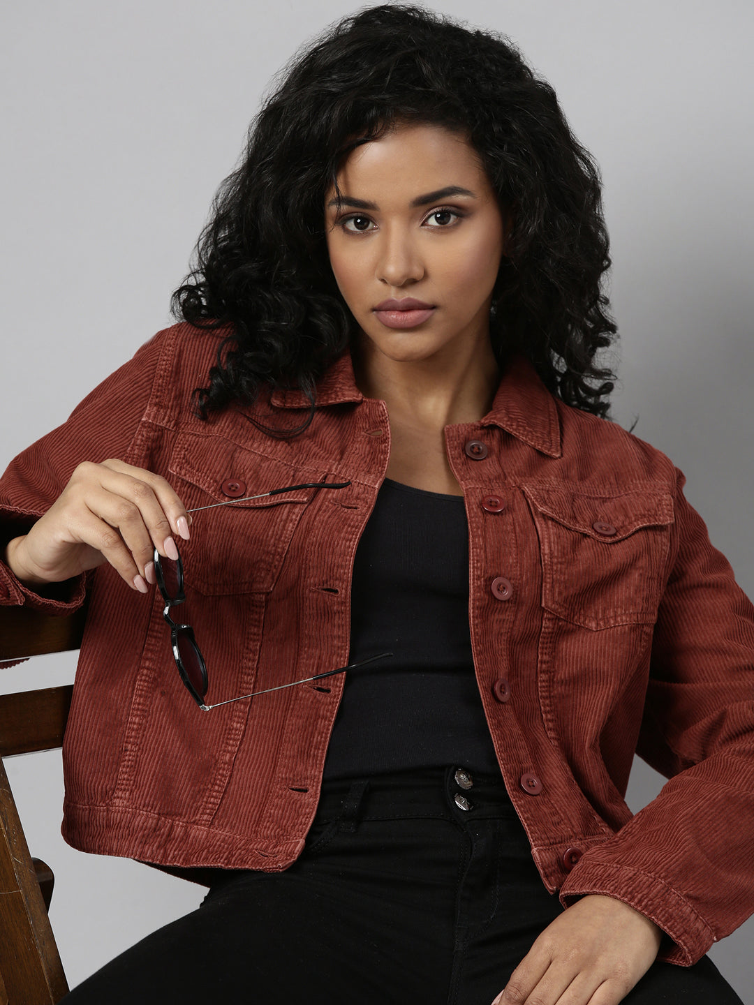 Women Rust Solid Tailored Jacket