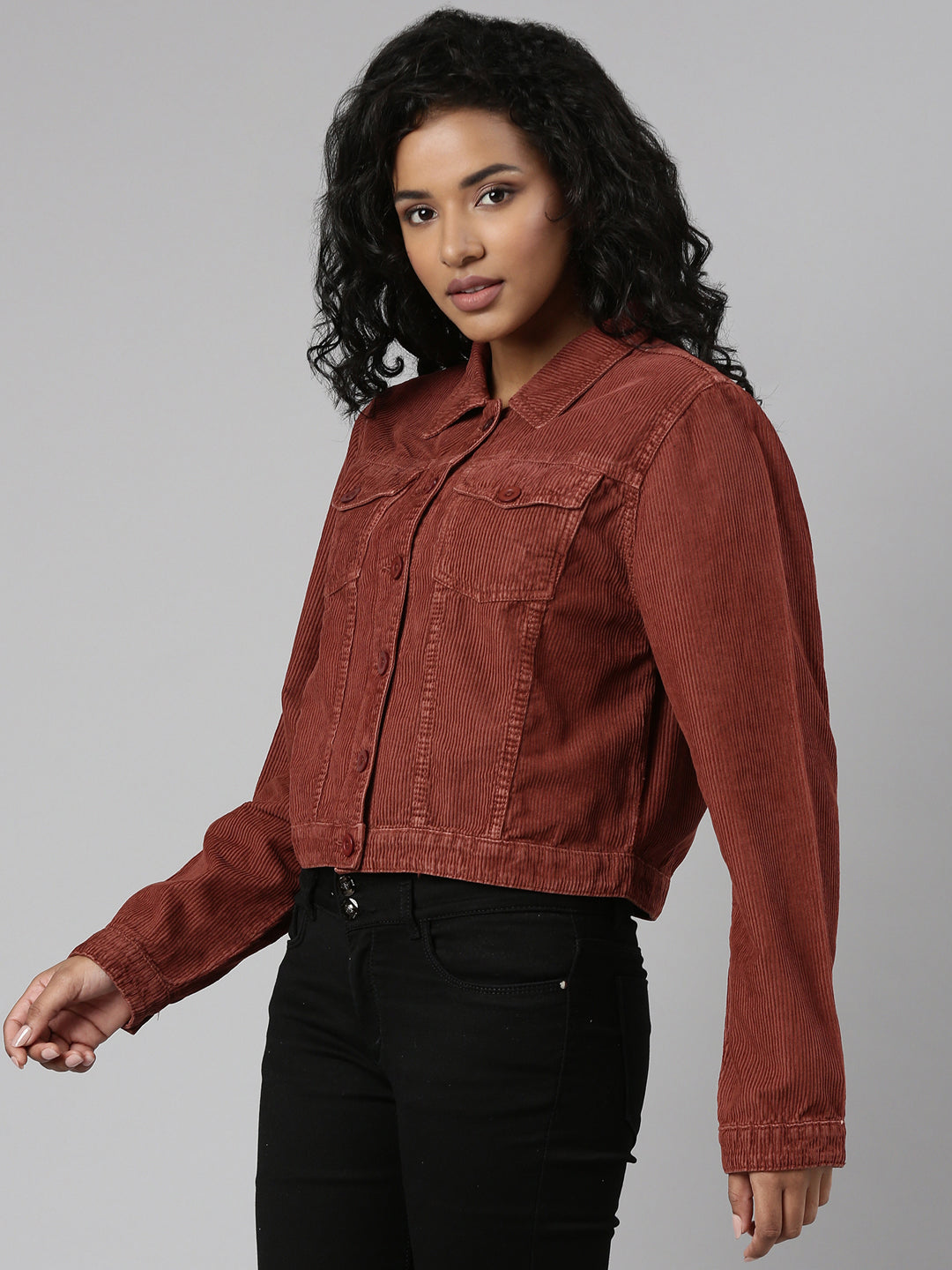 Women Rust Solid Tailored Jacket