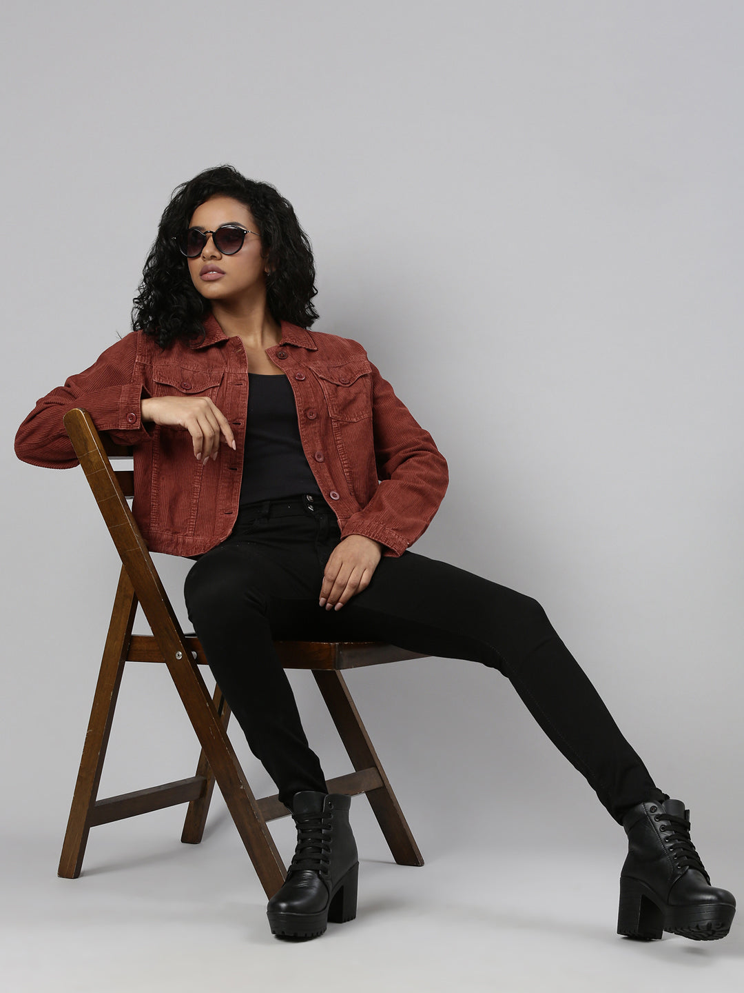 Women Rust Solid Tailored Jacket