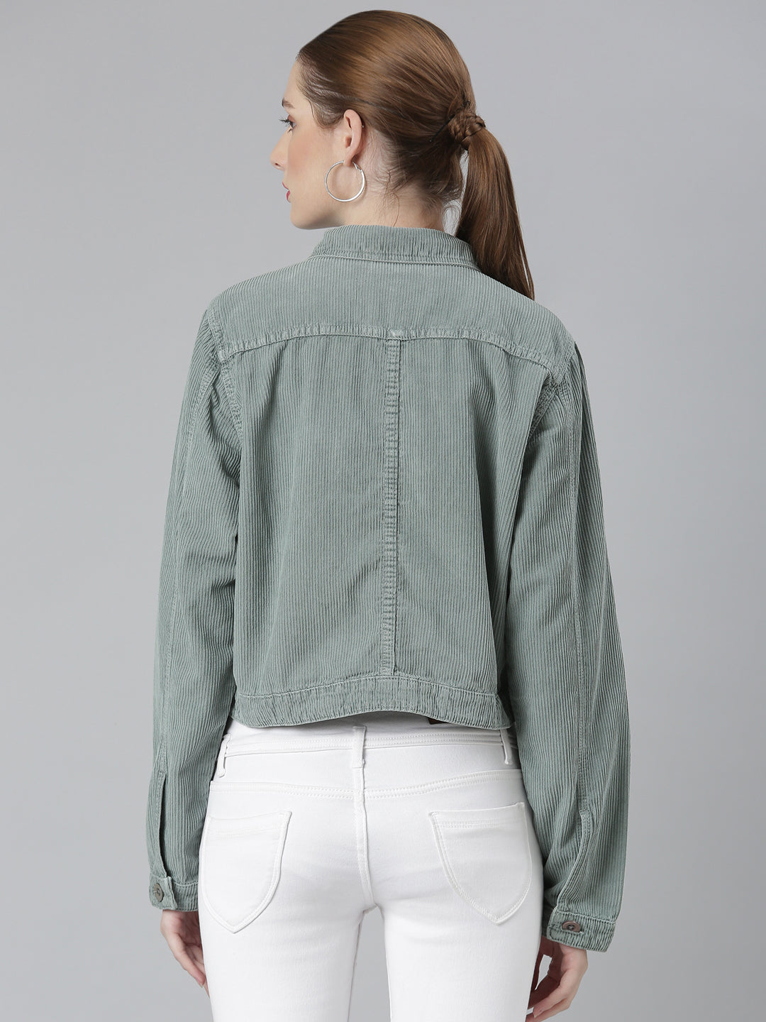 Women Sea Green Solid Tailored Jacket