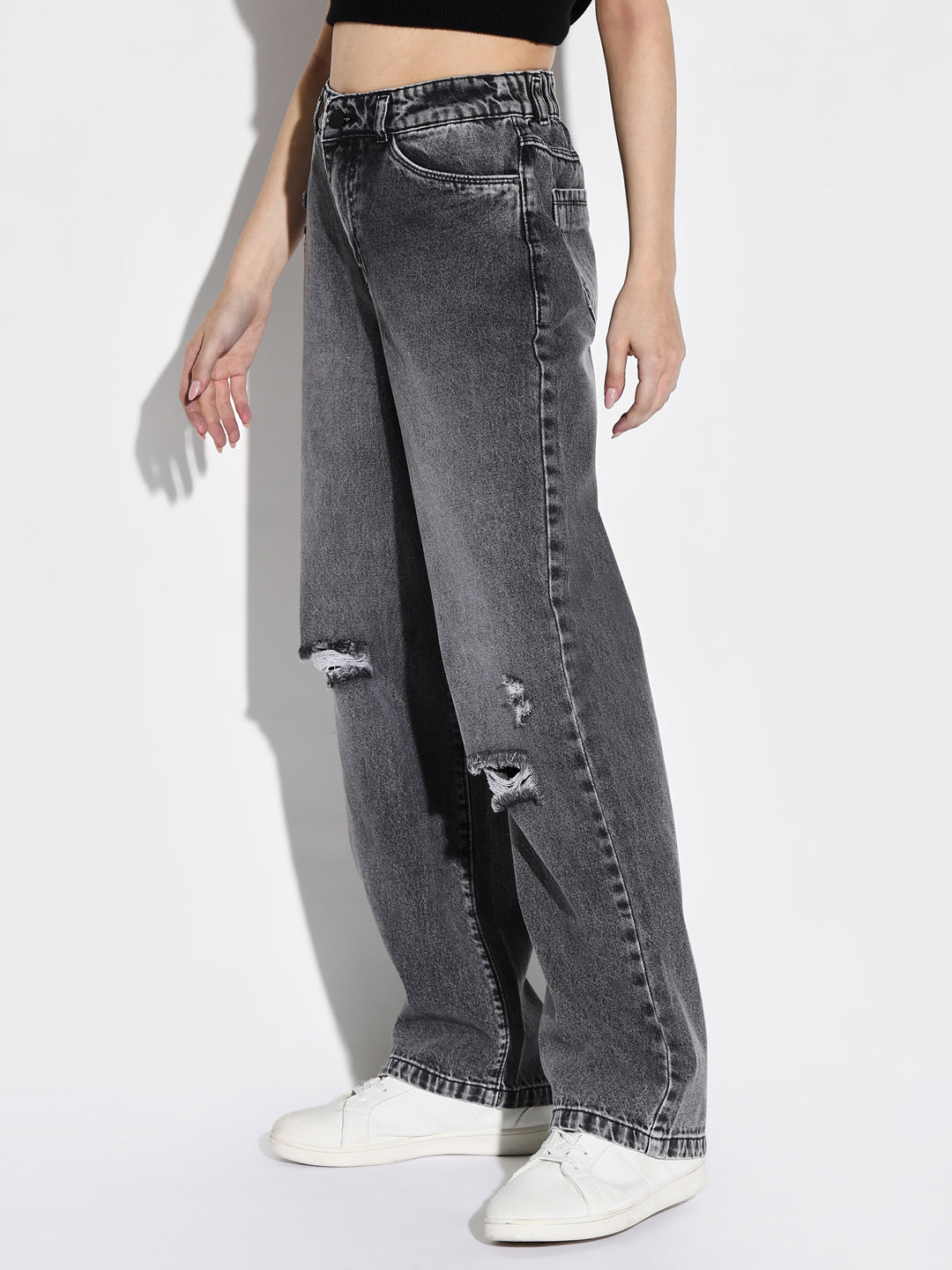 Women Grey Wide Leg Jeans