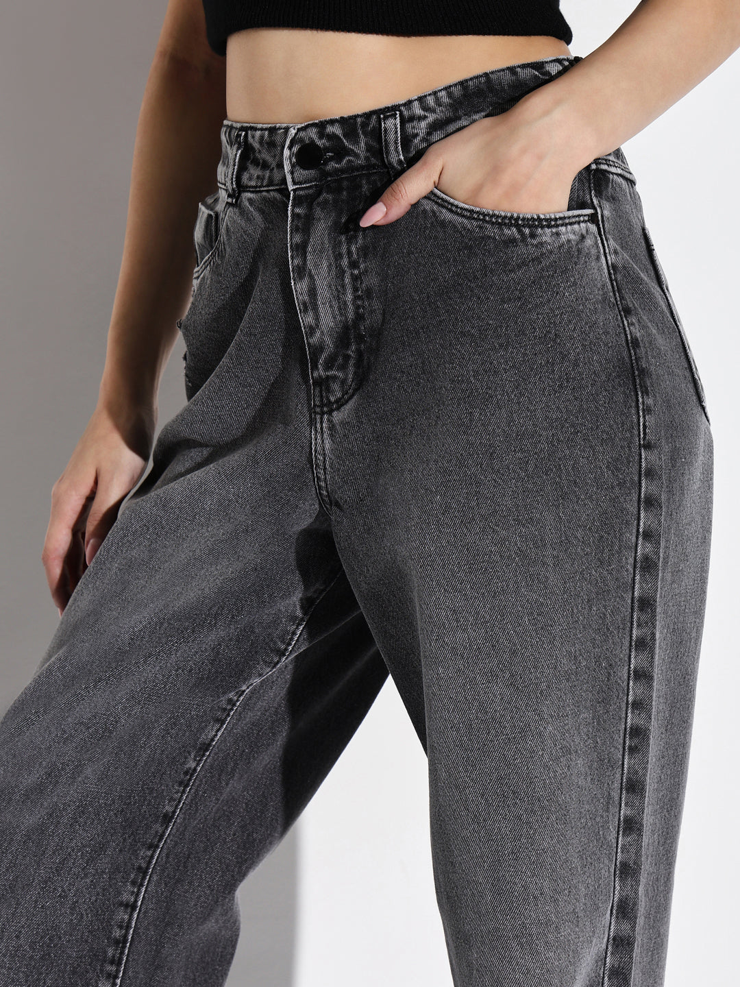 Women Grey Wide Leg Jeans