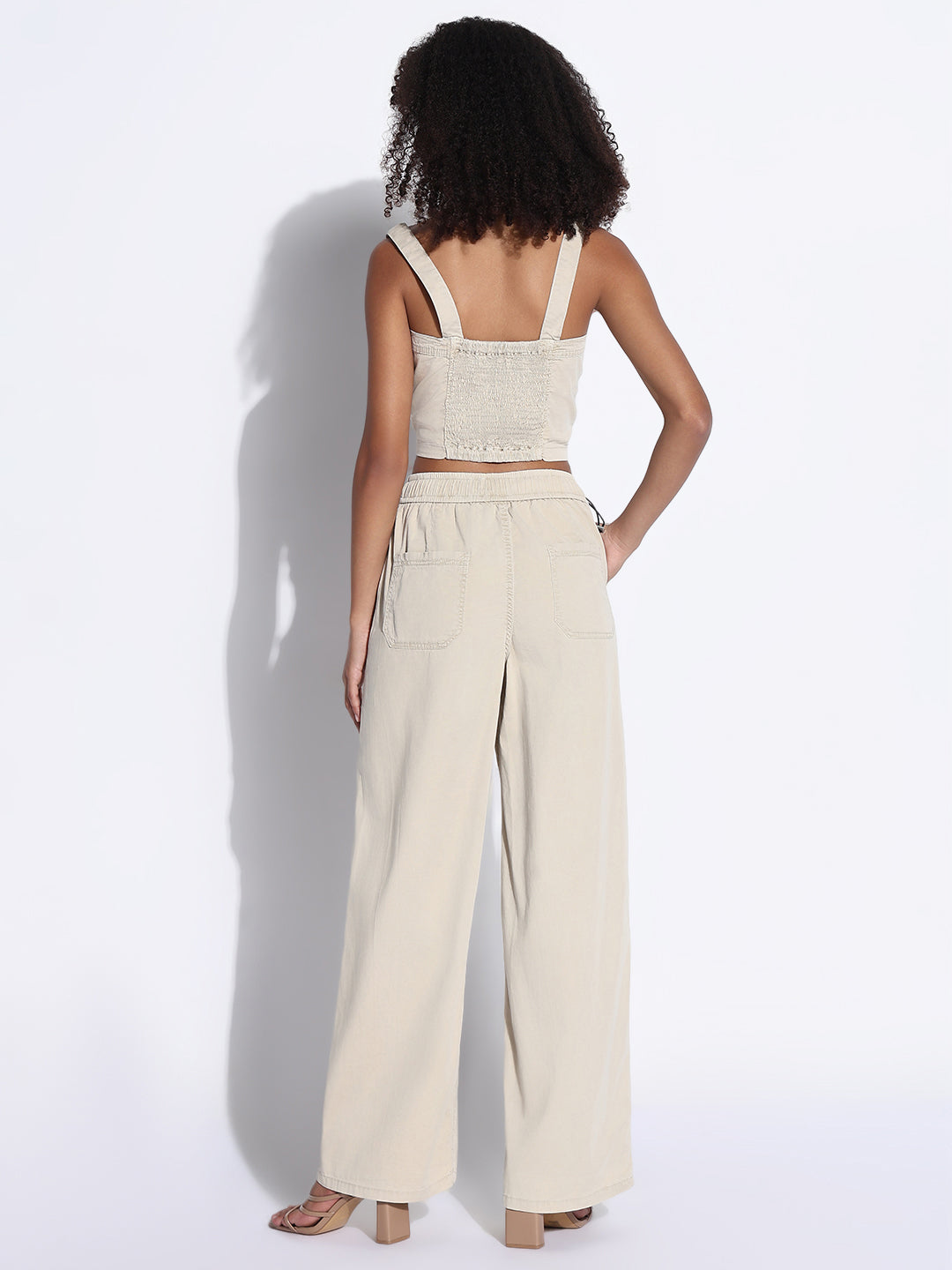 Women's Solid Beige Co-Ords Set