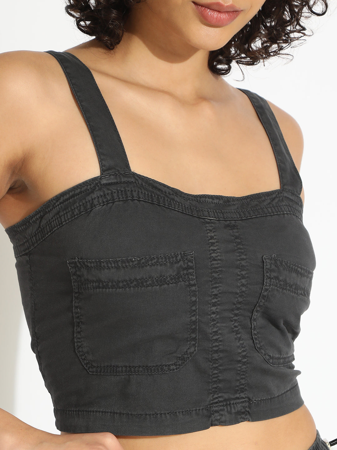 Women's Grey Crop Top and Trouser Co-Ord Set