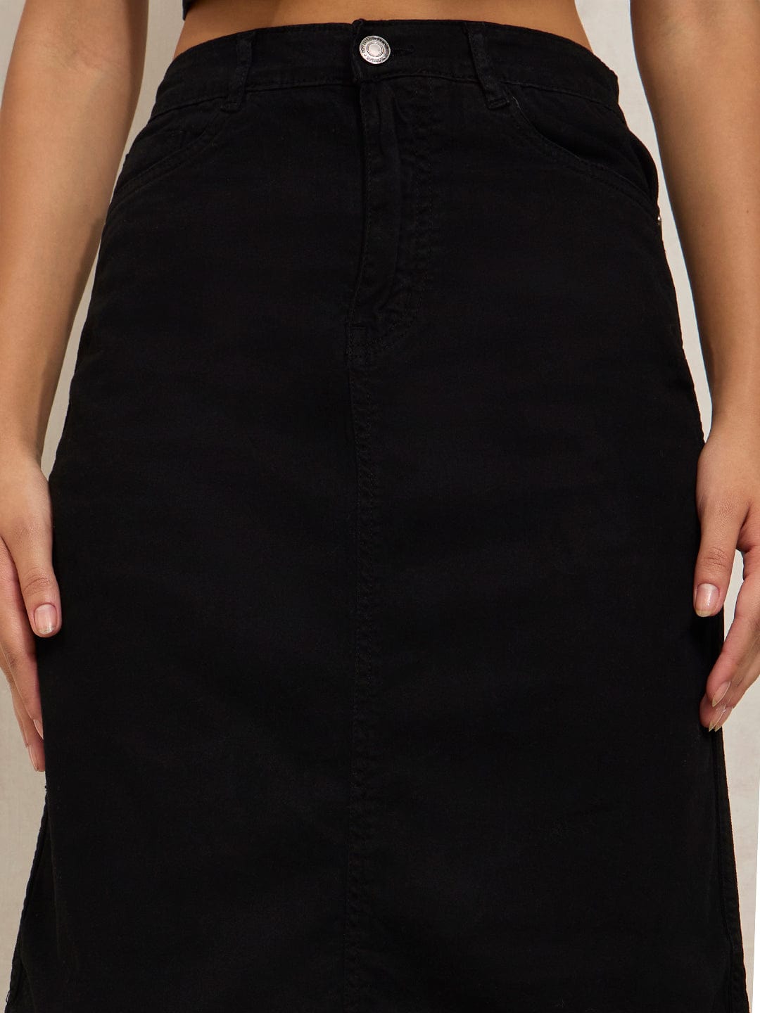 Women's Black Denim Vest Top with Skirt Co-ords Set