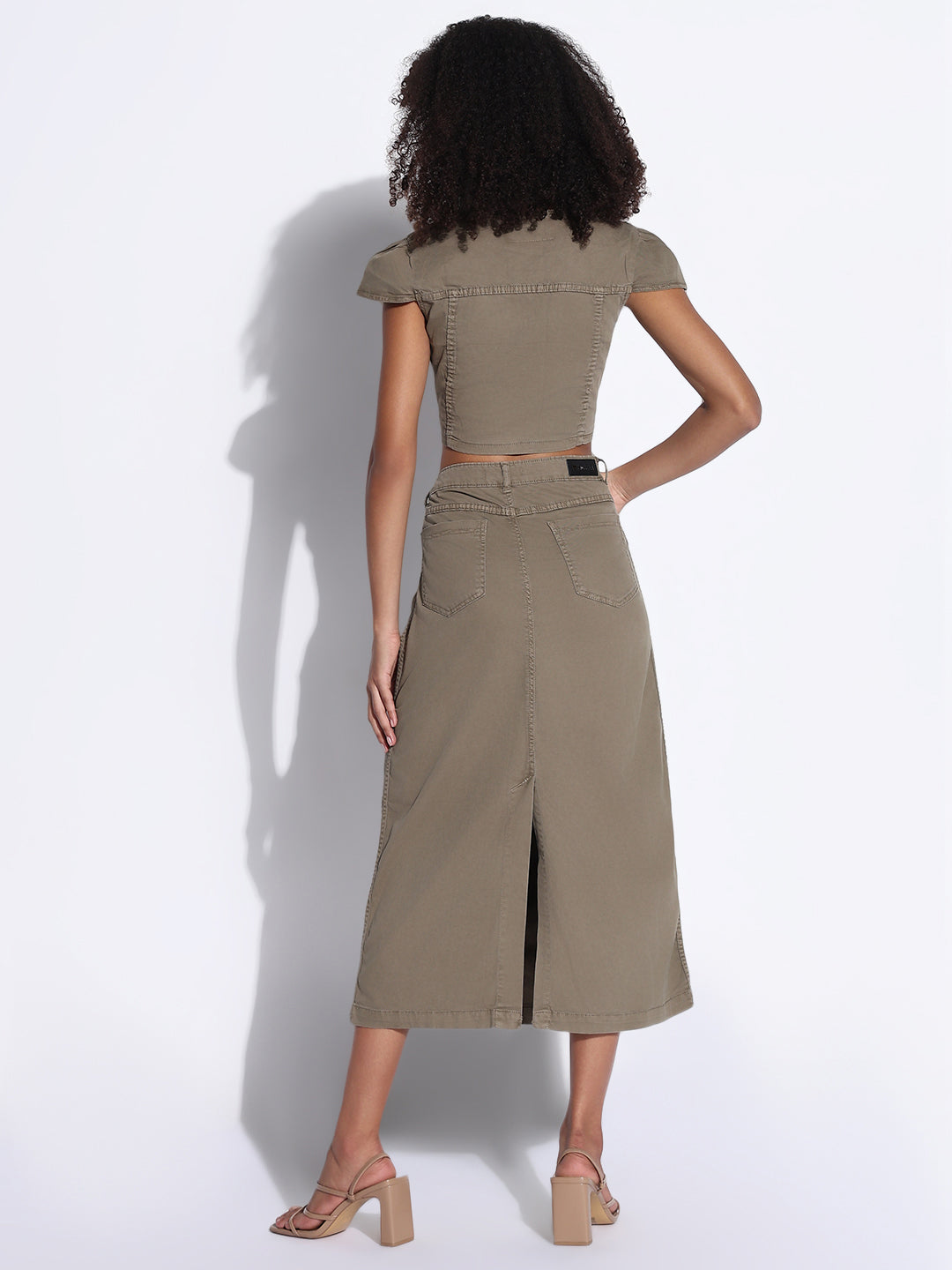 Women's Solid Khaki Co-Ords Set