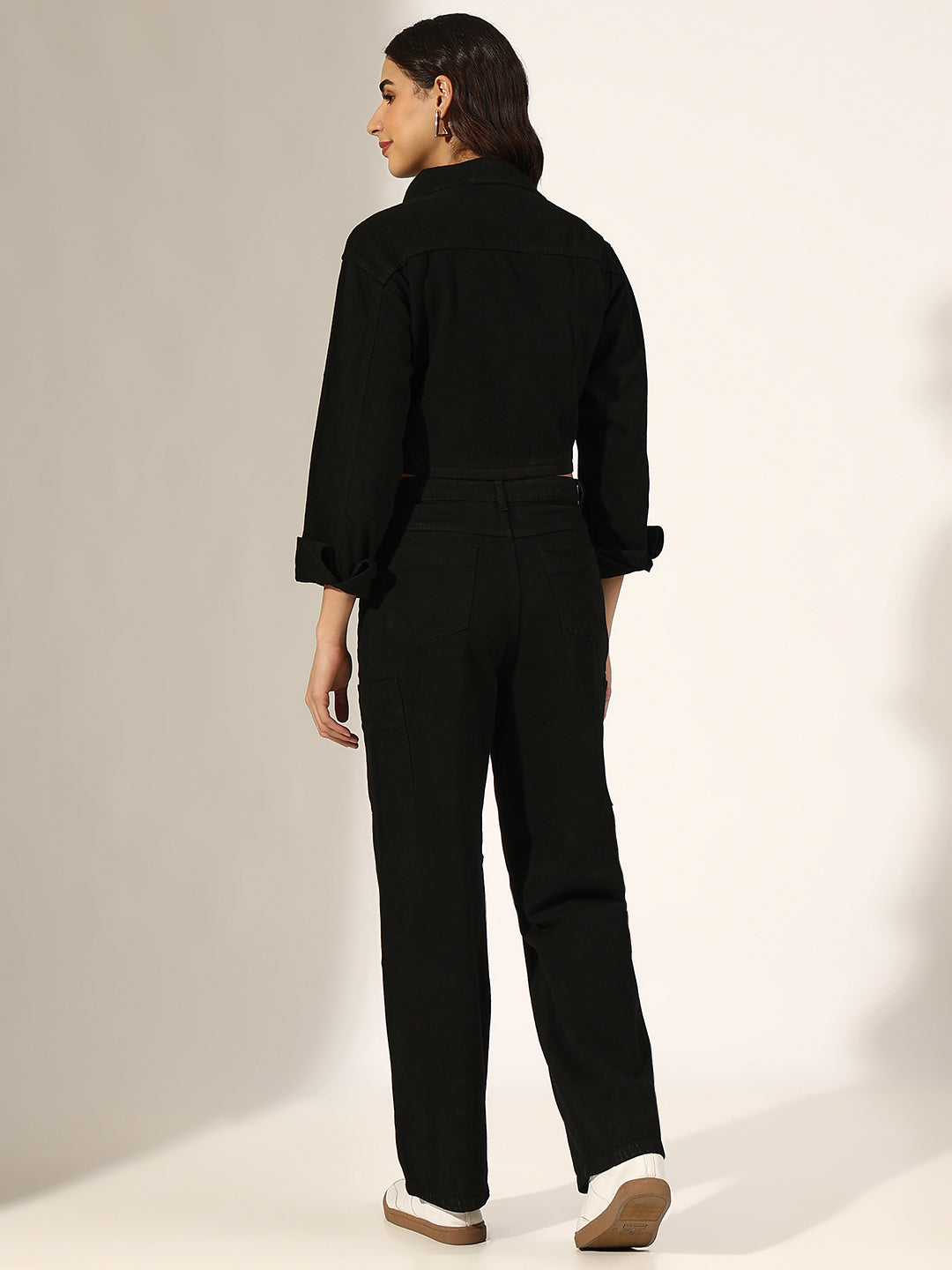 Women's Black Denim Bustier Top and Jeans with Jacket Co-Ord Set