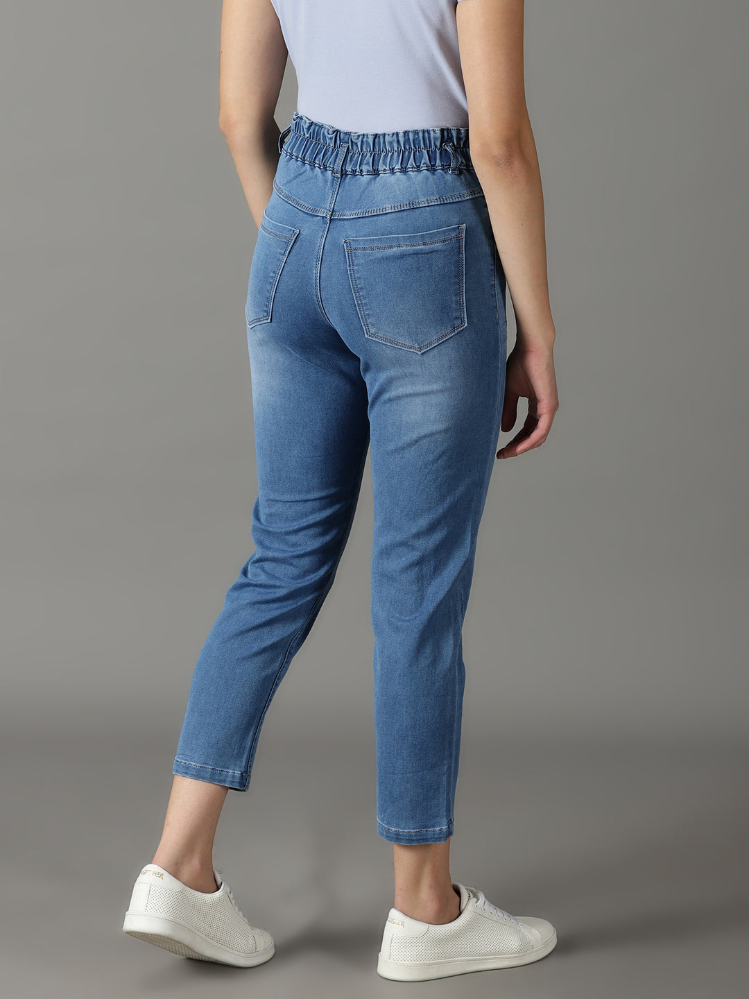 Women Solid Blue Relaxed Fit Denim Jeans